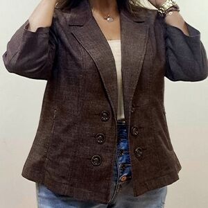 Dressbarn Woman Brown Denim Jacket Sz 3X